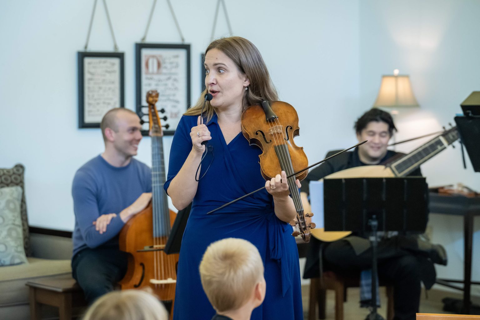 Gallery 5 - performers at Coloring with Corelli including director Lindsey Strand-Polyak, talking.